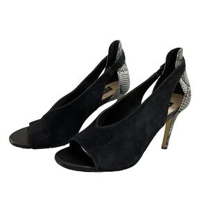 White House Black Market Peep Toe Snakeskin Suede Leather Heels